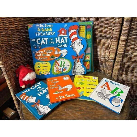 Dr.Seuss Other - Dr.Seuss The Cat and The Hat 4 Game Treasury Board Game w/ Matching Books-Vintag